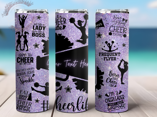 Cheerleader Tumbler Wrap - Cheer - Instant DIGITAL DOWNLOAD - 20oz Skinny Tumbler - Personalized - Sublimation PNG